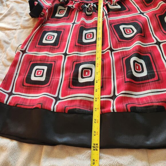 RAMPAGE Y2k red and black babydoll blouse Sz M office siren business casual mod - Picture 7 of 8